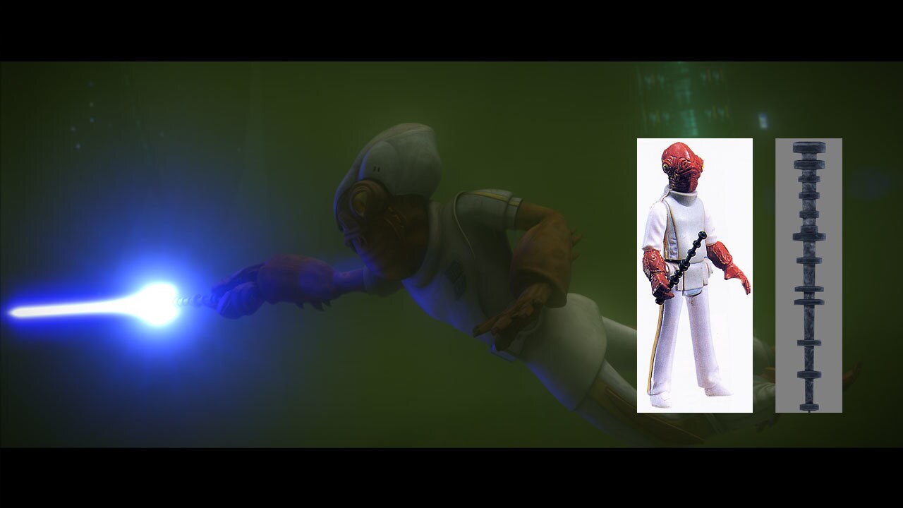 The baton that Captain Ackbar carries is an homage to his original 1983 action figure that came w...
