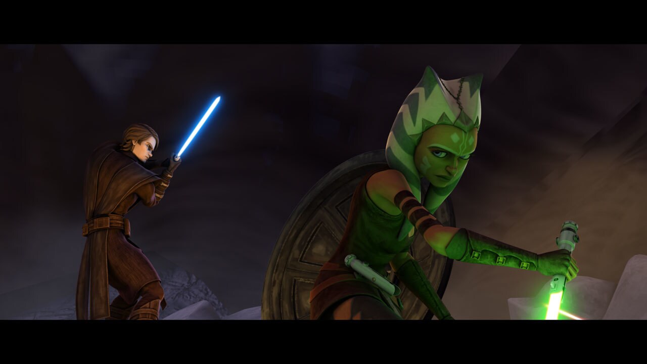 Emerging from the fuel pipe, Ahsoka and Anakin must defend themselves against squads of battle dr...