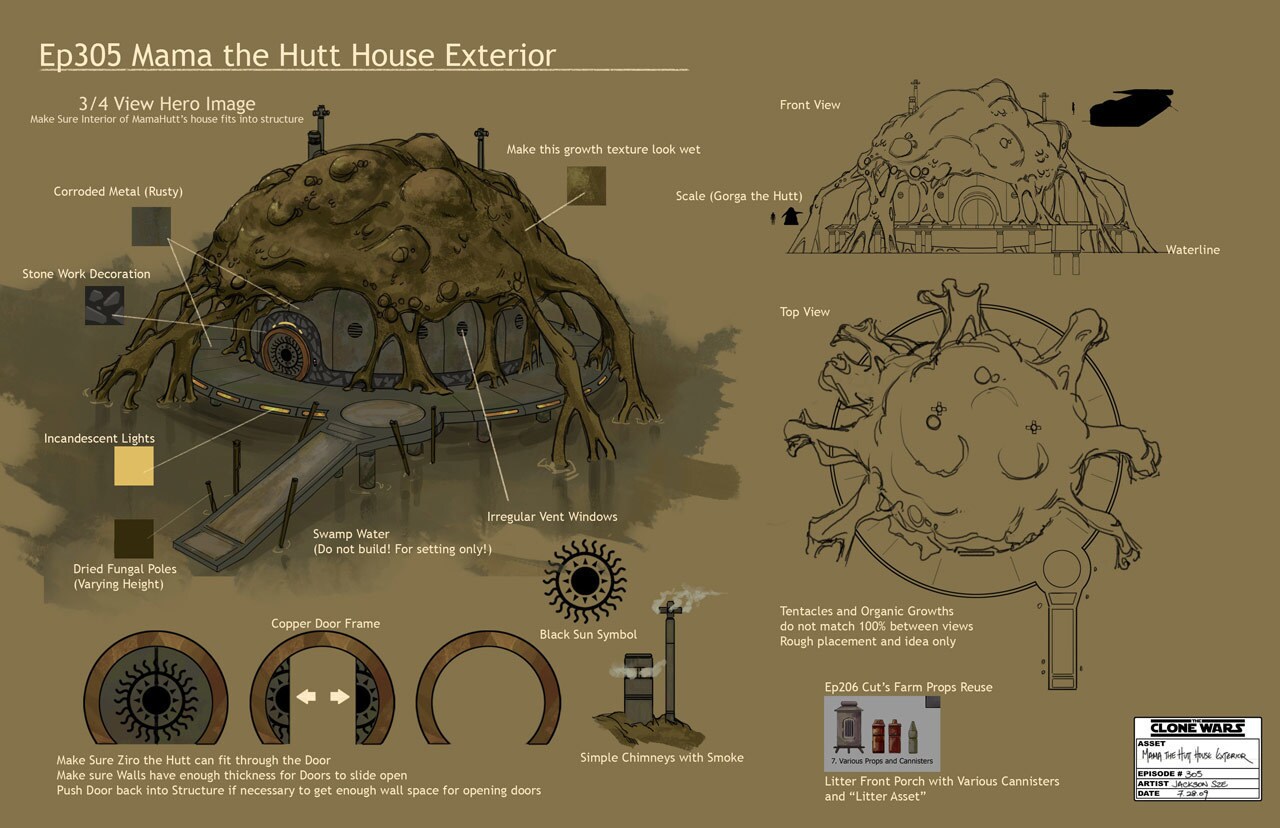 Concept design for Mama the Hutt's house exterior