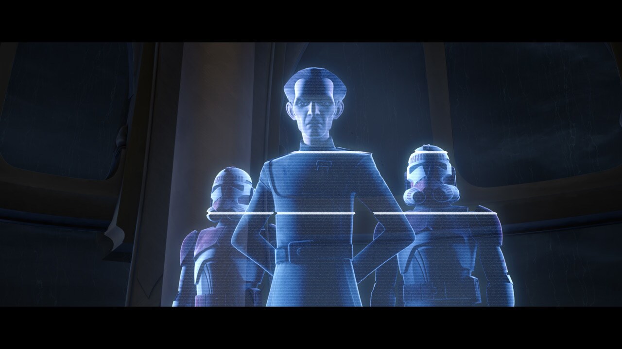 A storm brews over the Jedi Temple, as well as within the council chamber as Admiral Tarkin holog...