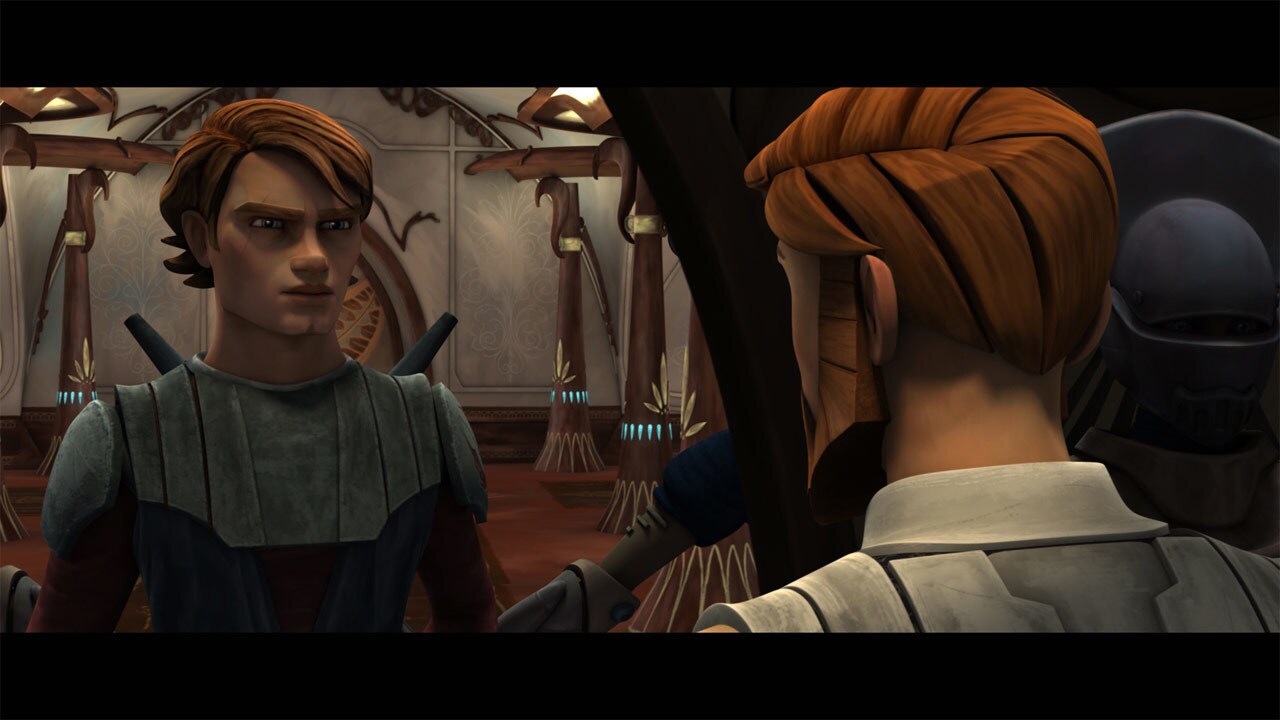 With the droids destroyed, Anakin focuses on learning how the killer was smuggled aboard. Accordi...