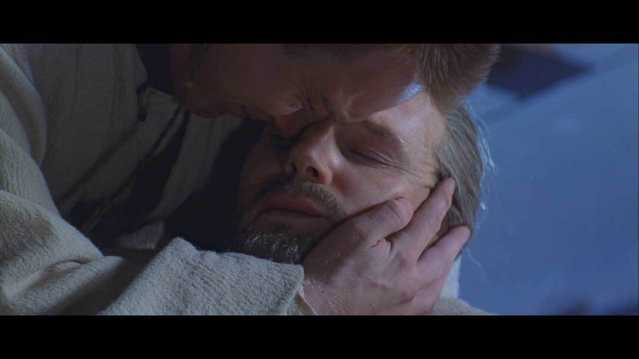 With great sadness and grief, Obi-Wan cradled the dying body of his mentor. Qui-Gon's last words ...