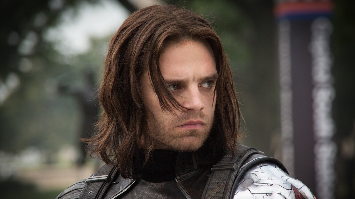 Actor Sebastian Stan (Bucky Barnes/Winter Soldier) in Captain America: The Winter Soldier.