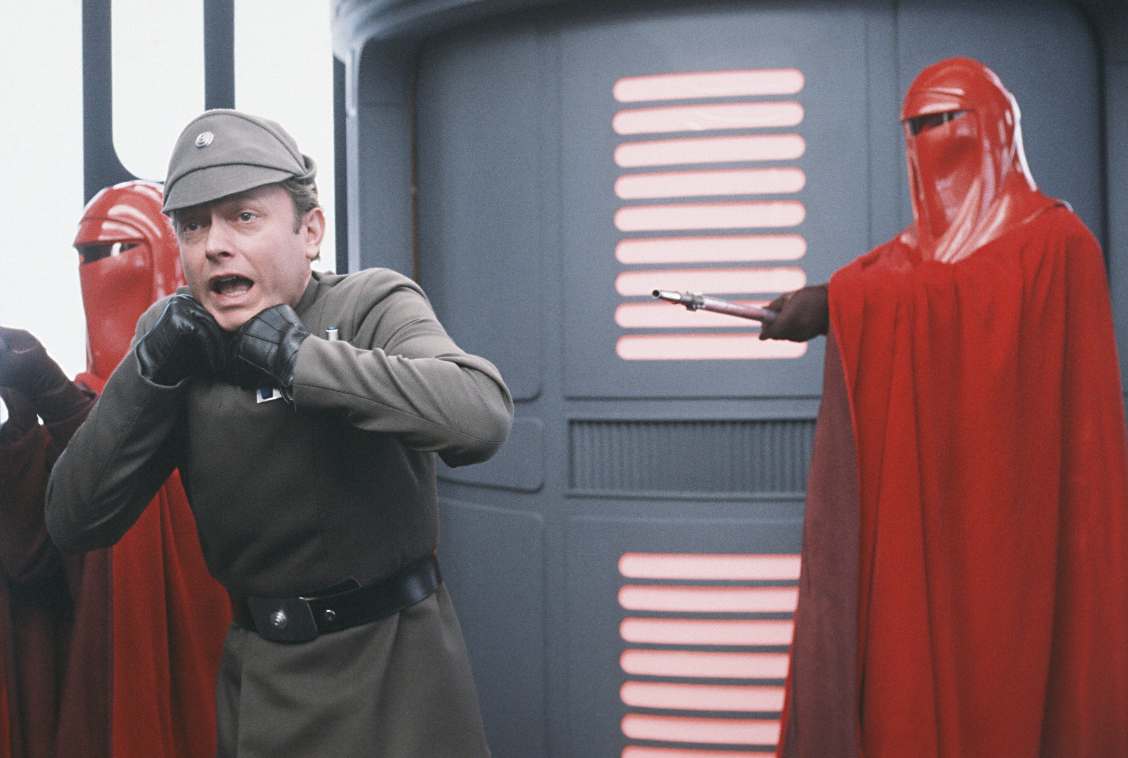In another deleted scene, Darth Vader Force chokes a Death Star commander, while Imperial Guards ...