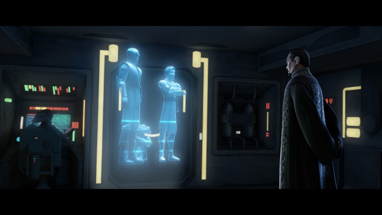 Yoda, Obi-Wan Kenobi and Mace Windu inform Senator Bail Organa of the grim news that the fleet pr...