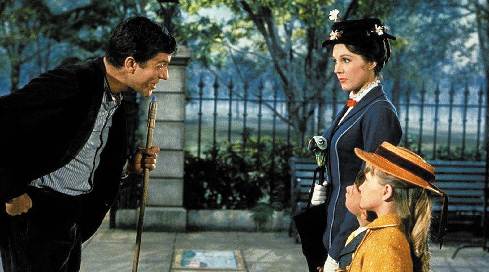 Bert shows the children sidewalk art in "Mary Poppins"