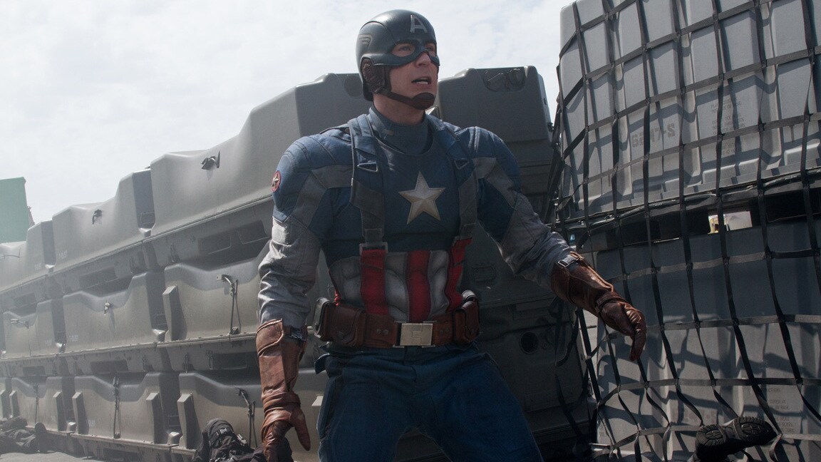 Actor Chris Evans (Steve Rogers/Captain America) in Captain America: The Winter Soldier.