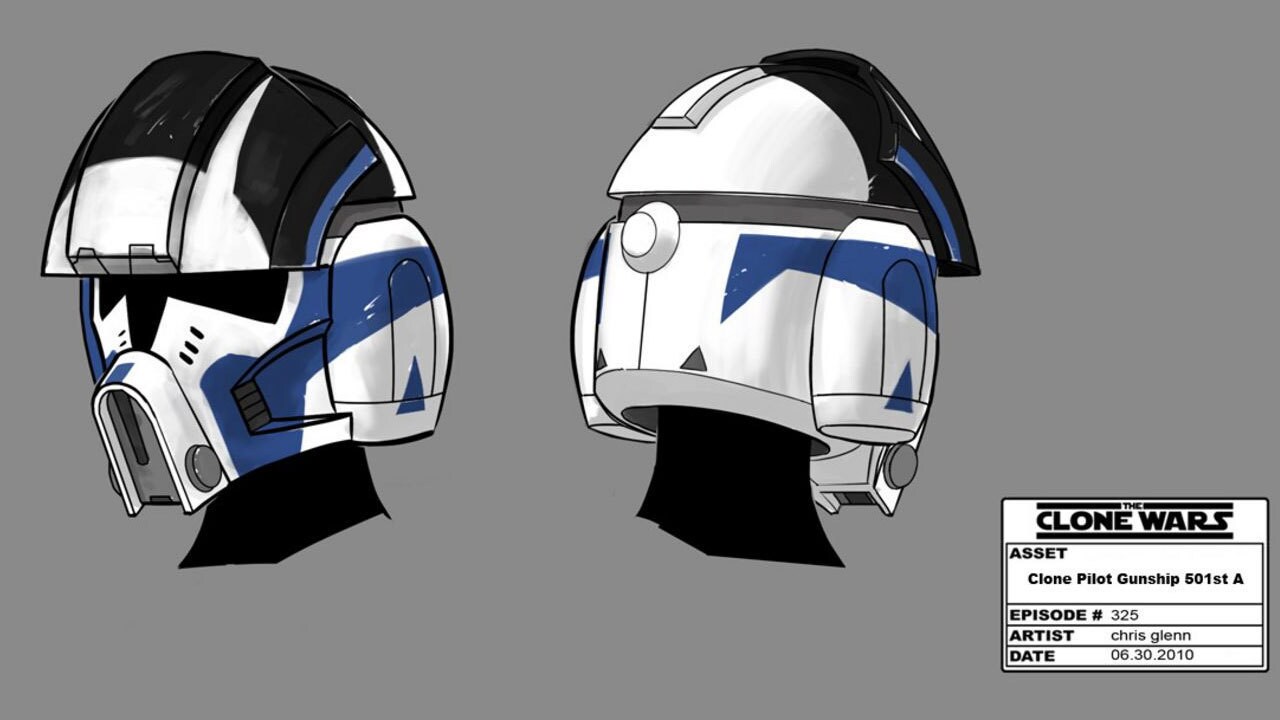 This episode introduces a new helmet type for the clone gunship pilots, which are very reminiscen...