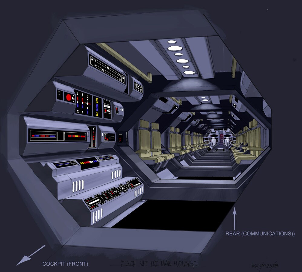 Concept art of the stealth ship rear interiors