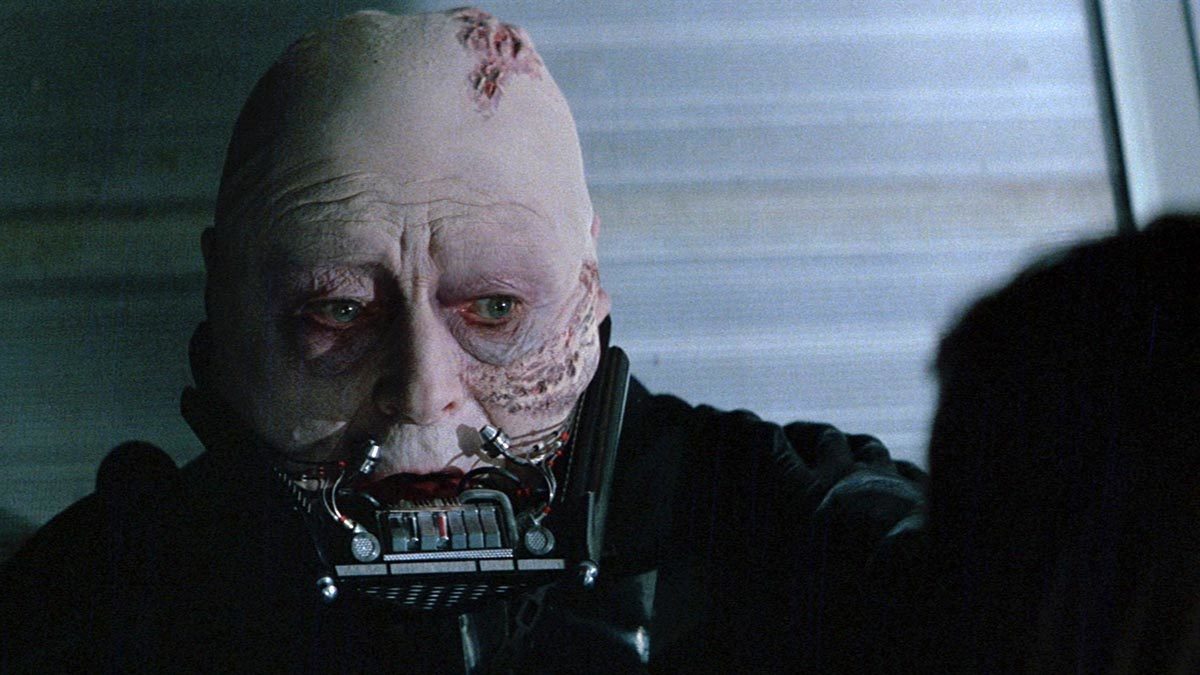Darth Vader speaking to Luke Skywalker without his mask