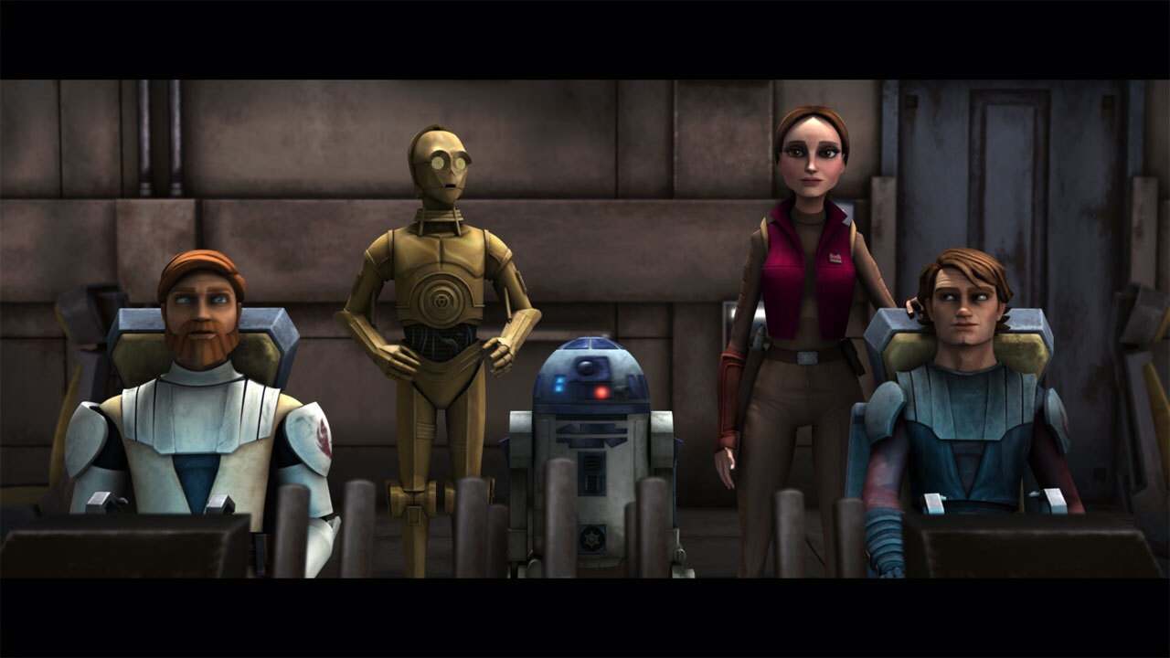 Anakin, Padmé, Obi-Wan, R2-D2 and C-3PO reunite at the Twilight. The spice freighter undocks from...