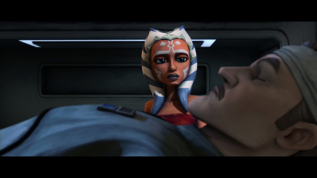 In the Resolute's medical bay, Ahsoka sits with an unconscious Admiral Yularen. Ahsoka apologizes...