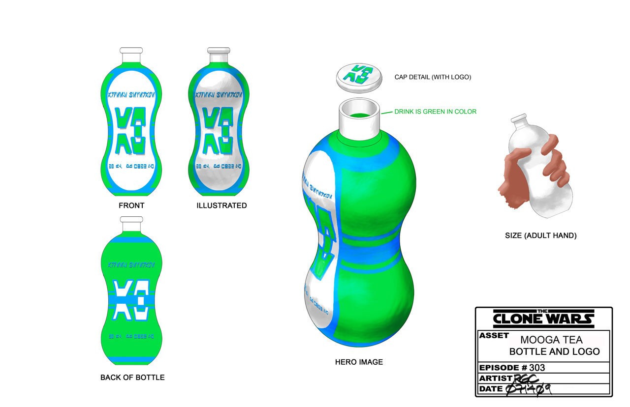 Concept design for the Mooga Tea bottle and logo