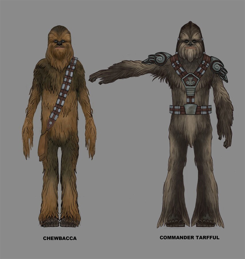 Comparison of Chewbacca and Tarfful final designs