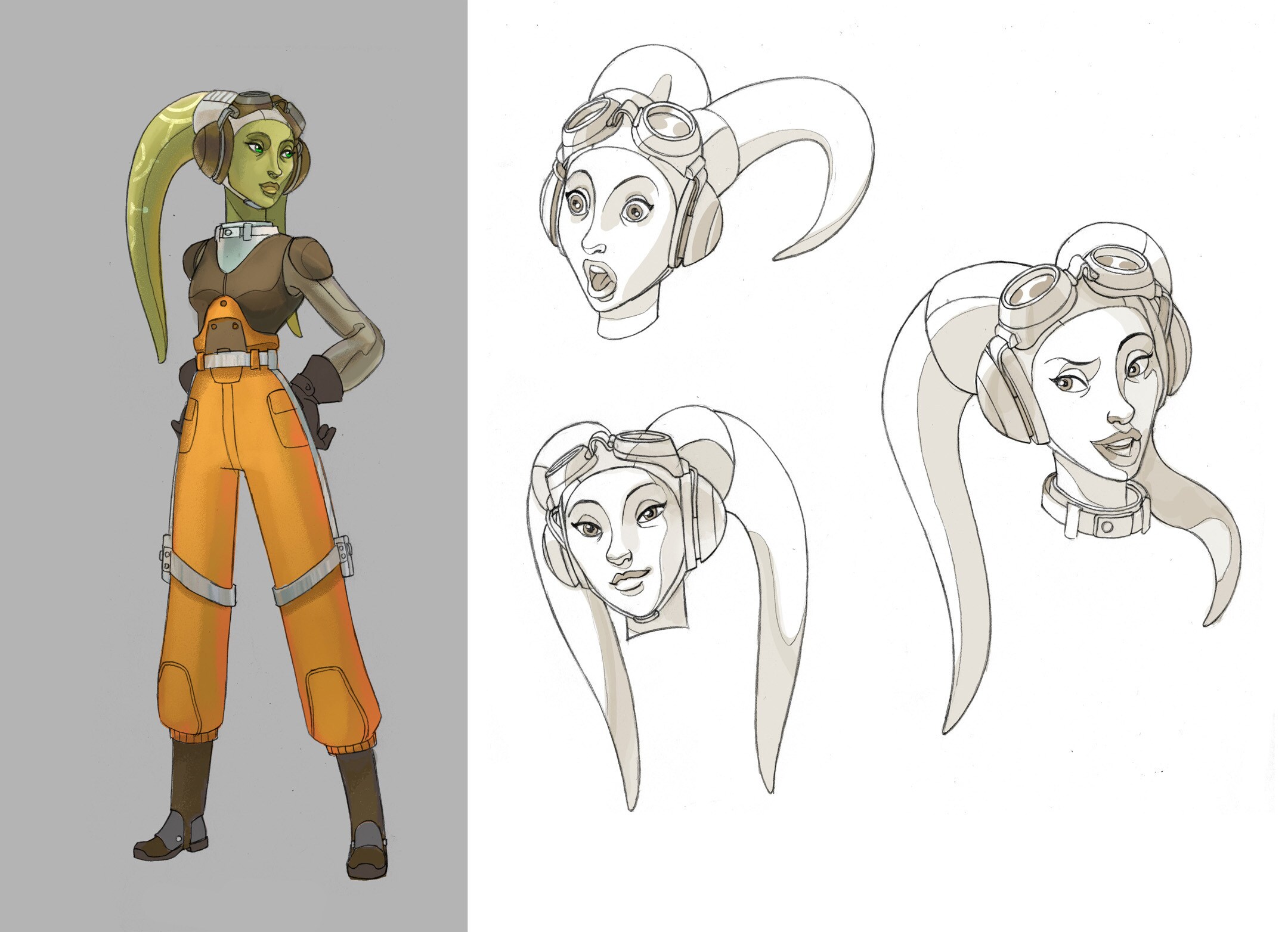 Hera Syndulla full character illustration and facial expression designs.