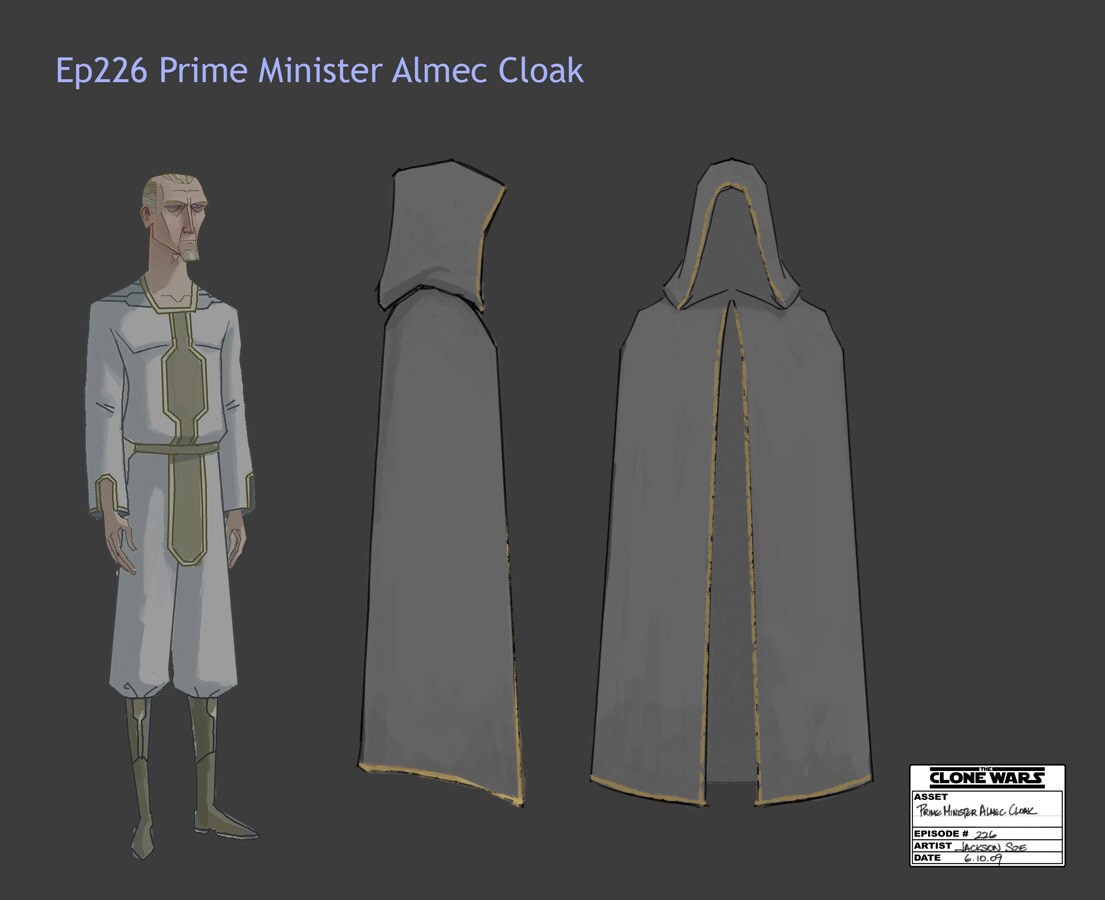 Concept art of Prime Minister Almec's cloak