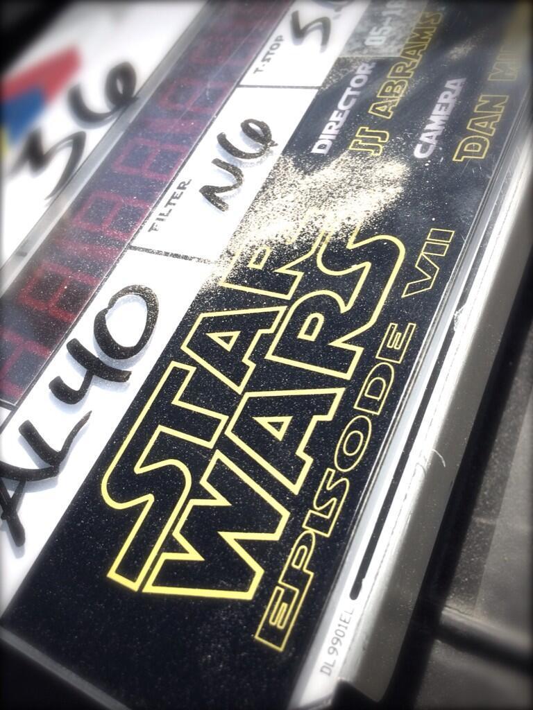 A photo of the slate from the first day of principal photography on Star Wars: The Force Awakens.