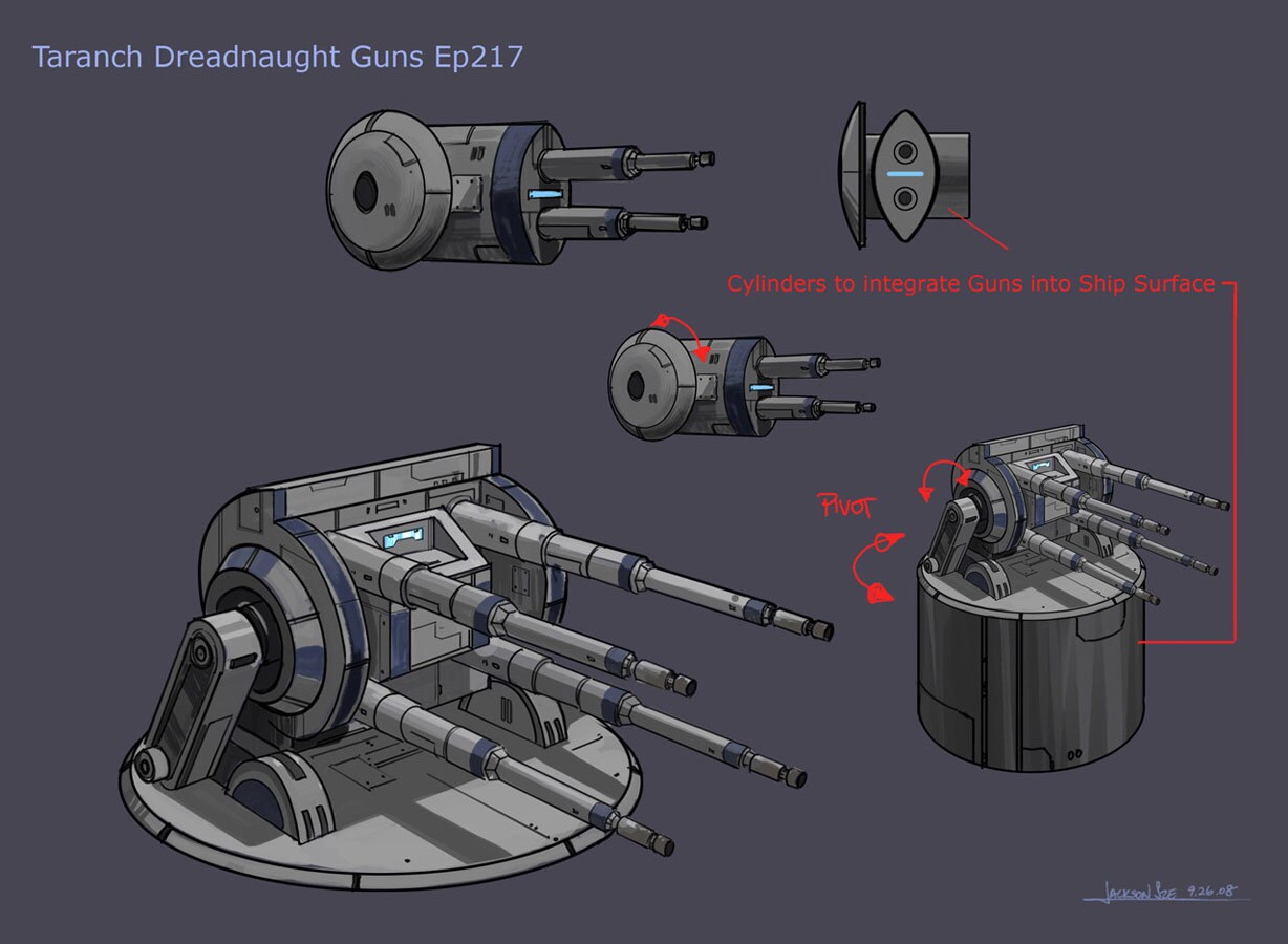 Concept art of the dreadnought guns