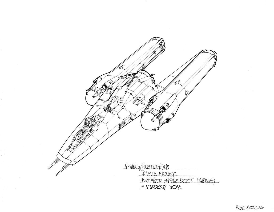 Concept illustration of fully faired Y-wing fighter