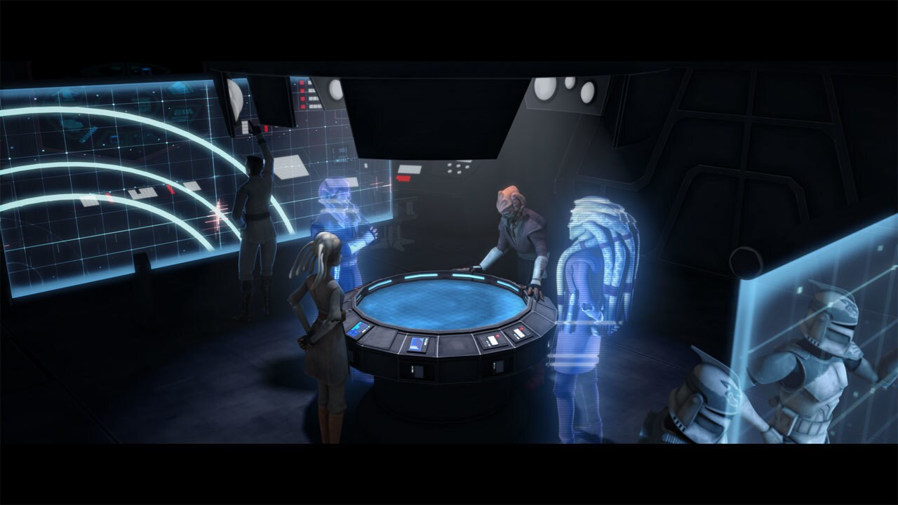 Meanwhile, a task force of four Jedi cruisers streaks through hyperspace toward Lola Sayu. Jedi M...
