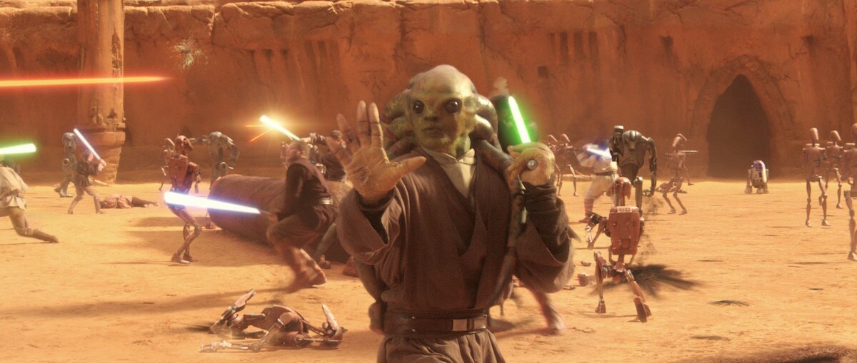 Kit Fisto fights Separatist droids 