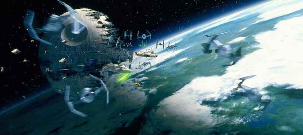 Assorted TIE Fighters fighting Rebel ships during the Battle of Endor