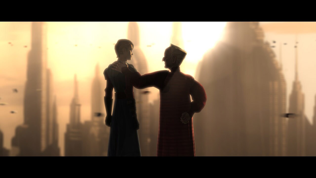 At the Chancellor's office on Coruscant, Anakin is greeted warmly by Palpatine. Palpatine seems i...
