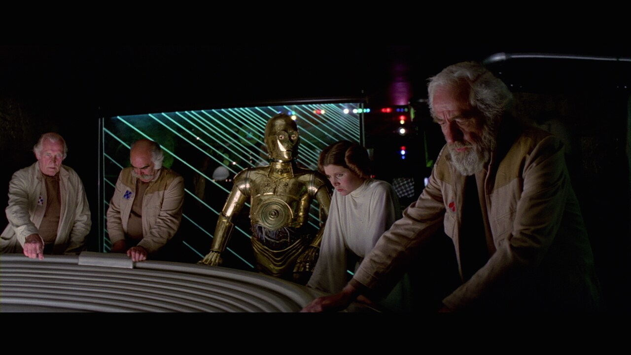On Yavin 4, Princess Leia and the other rebel leaders monitored the battle with increasing anxiet...
