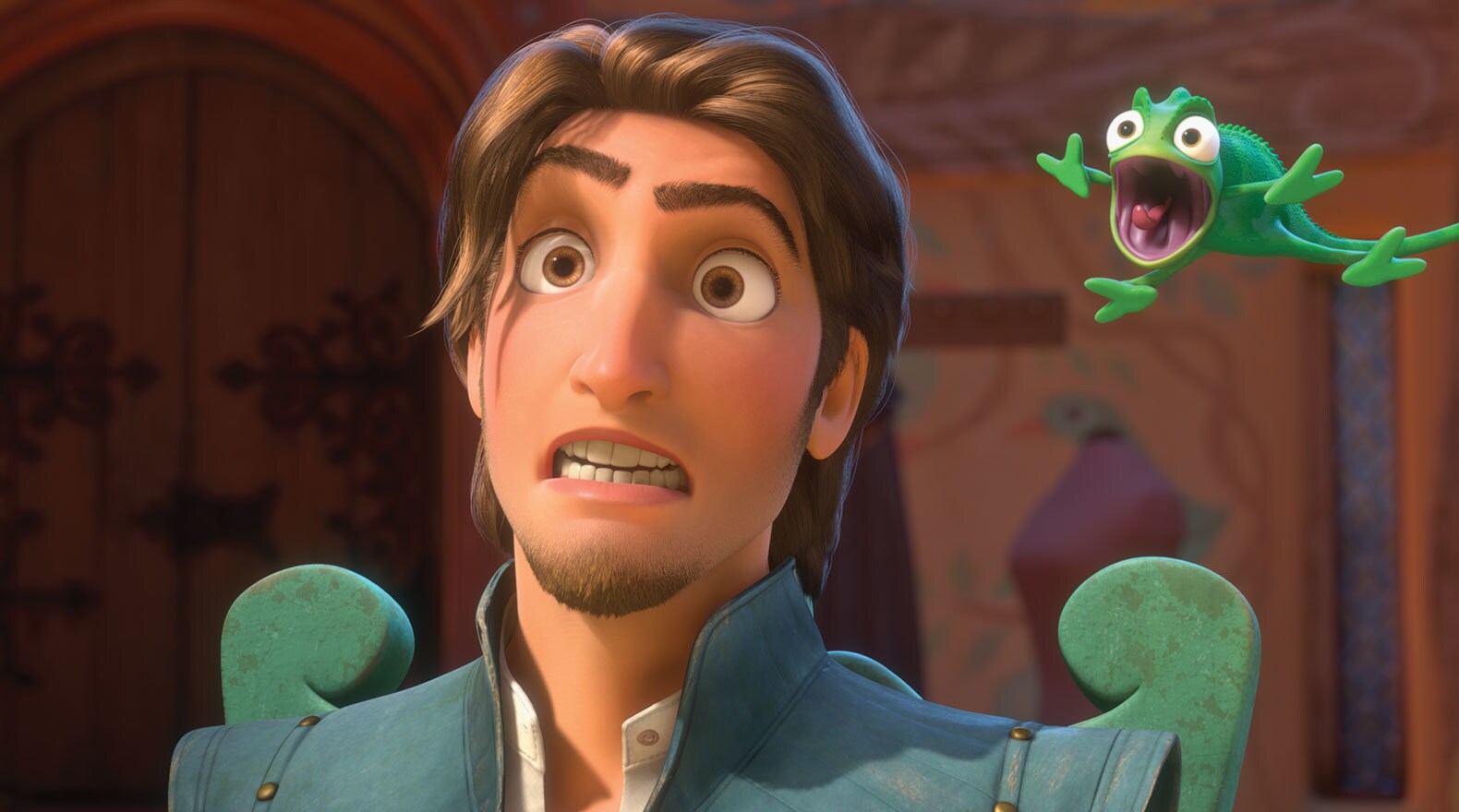 Flynn Rider voiced by Zachary Levi in the movie Tangled