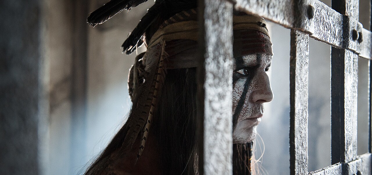 Tonto in a prison cell from the movie "The Lone Ranger"