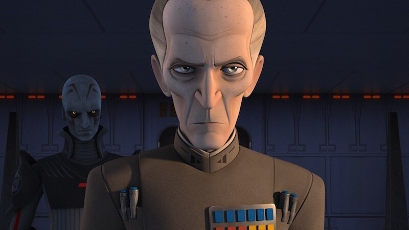 Grand Moff Tarkin standing with the Grand Inquisitor