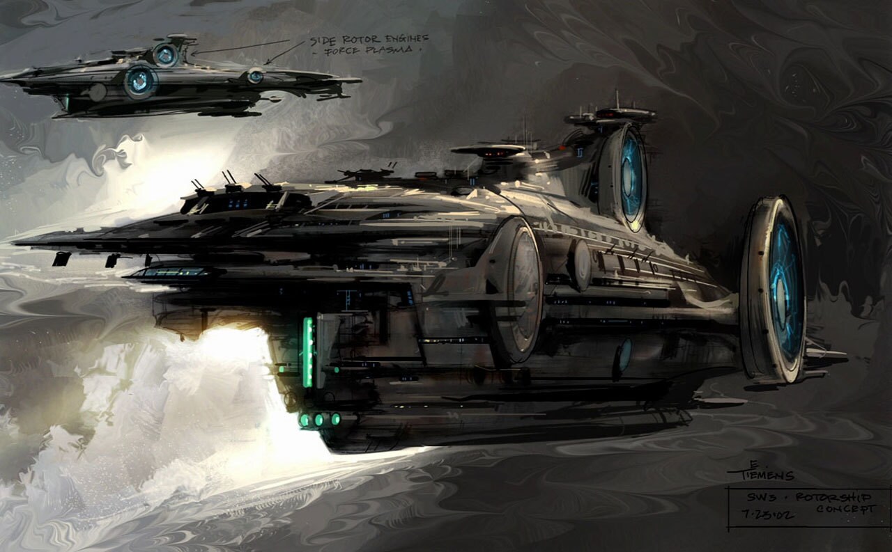 Original unused Revenge of the Sith starship concept art that became the basis for the Malevolence
