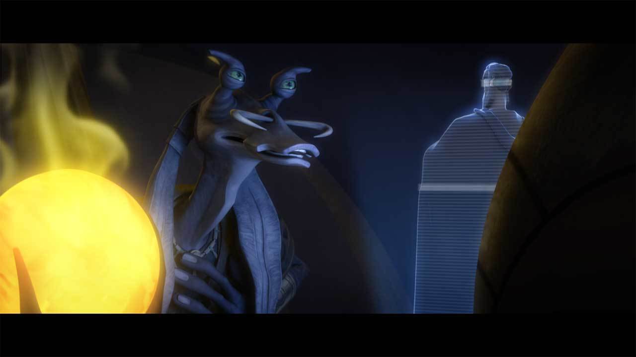 Lyonie reveals the necklace was given to him by Minister Rish Loo, a Gungan rumored to know ancie...