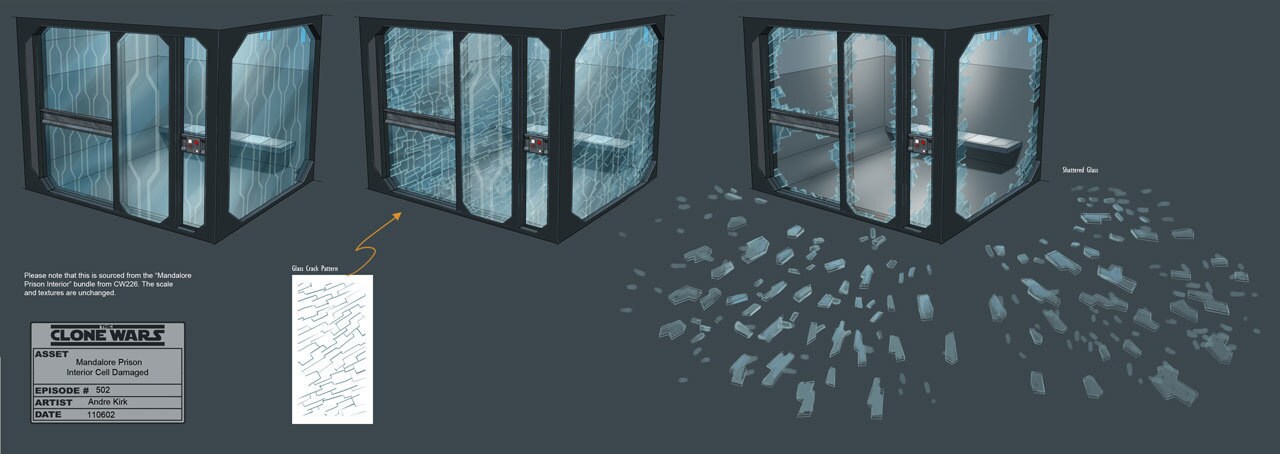 Mandalorian prison cell damage illustration by Andre Kirk.