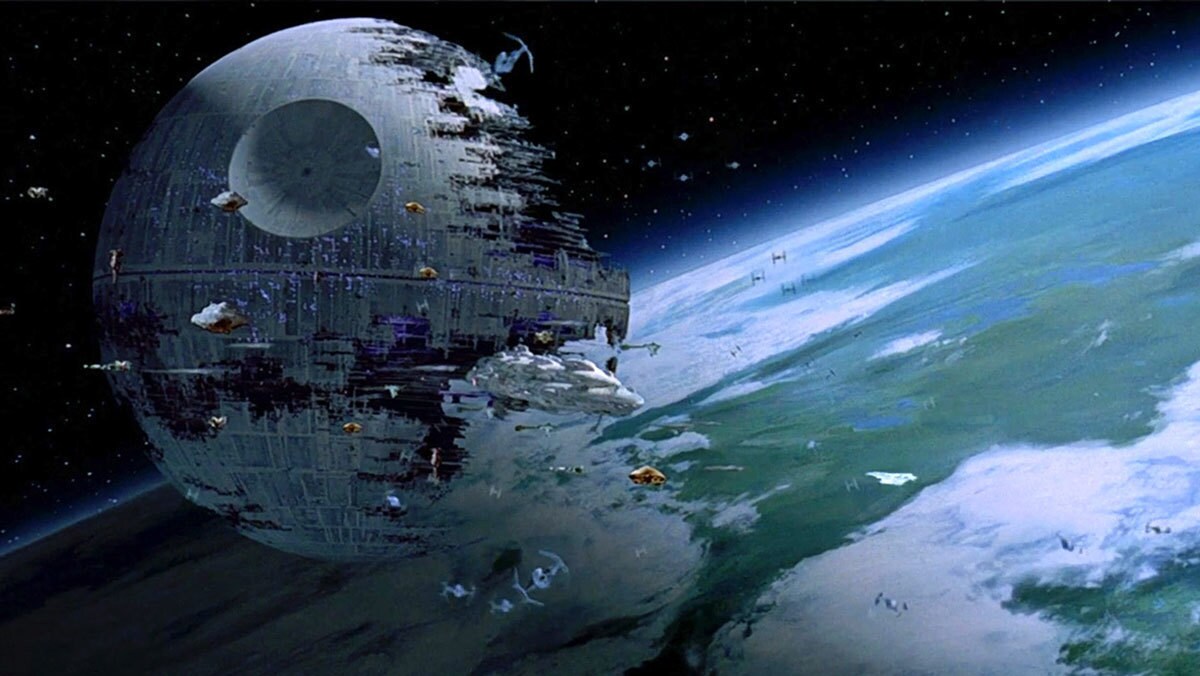 The Rebel fleet assaulting the Death Star II