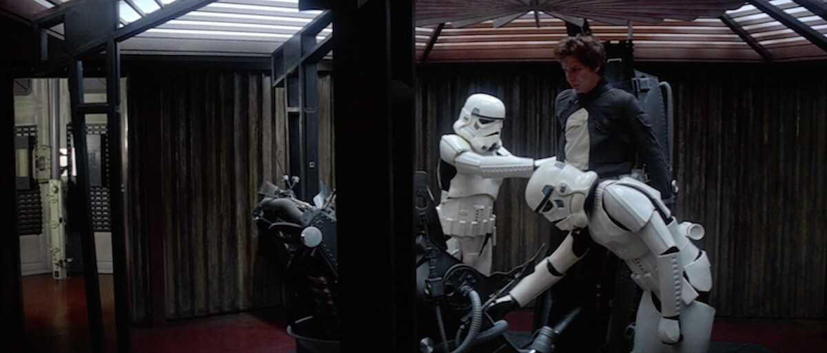 Stormtroopers preparing to interrogate Han Solo