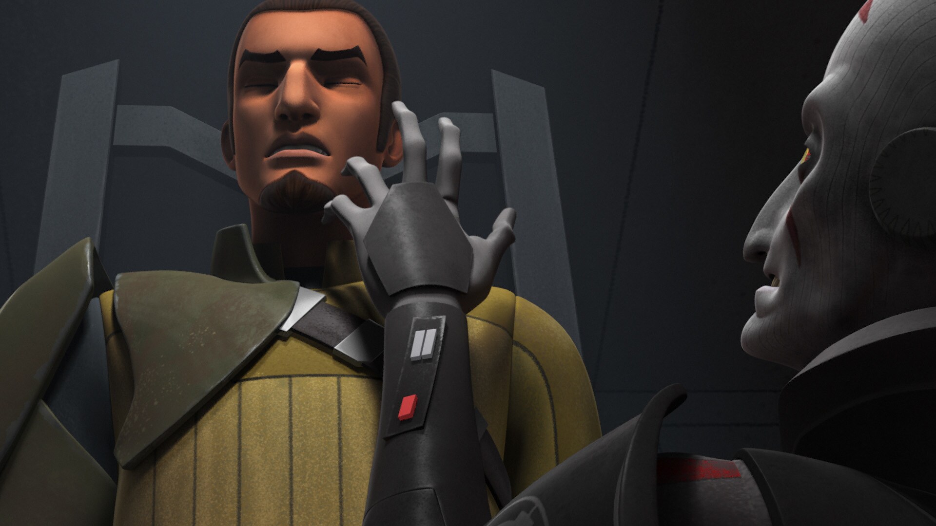 Meanwhile, Kanan suffers at the hands of the Inquisitor and Grand Moff Tarkin. He somehow resists...