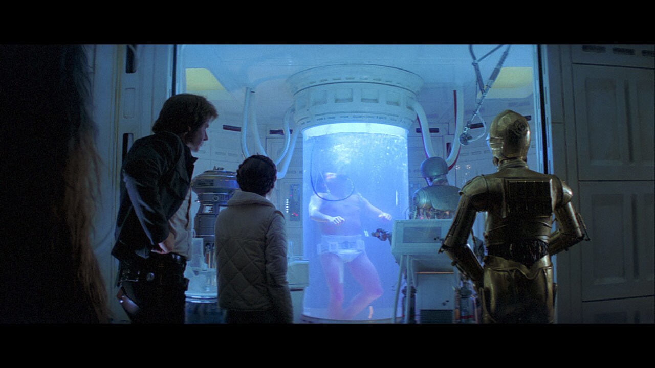 Rescued by a Rebel patrol the next morning, Luke recovers from his wounds in a bacta tank at Echo...