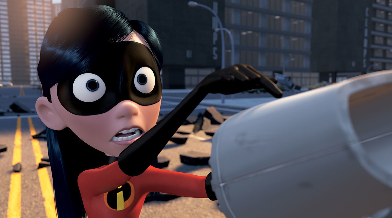 Violet Parr taking on the Omnidroid in "The Incredibles"