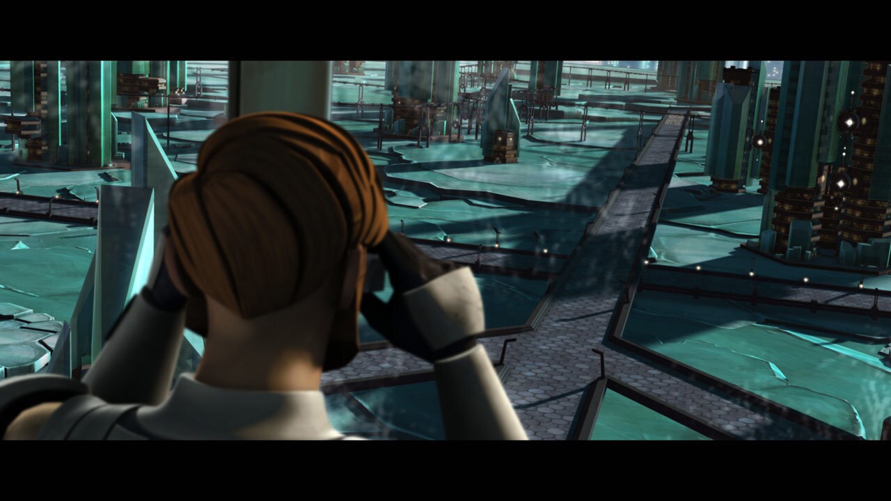 On the 46th level of the south tower of a parallel-structured building, Obi-Wan Kenobi stares out...