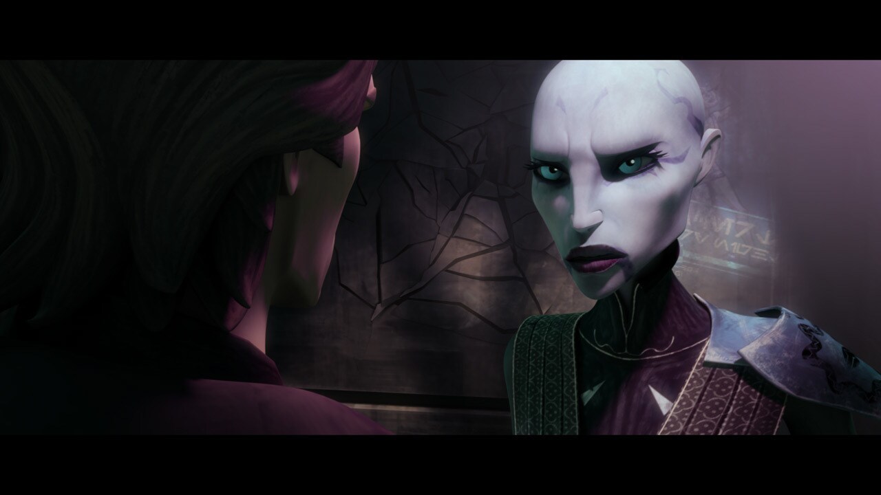 He demands answers. Ventress admits that she did take up the bounty on Ahsoka, but had a change o...