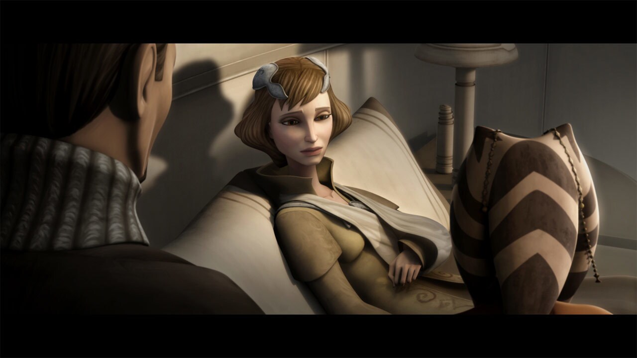 Ahsoka finds out from the medic droid that Senator Amidala only suffered a shoulder wound. She te...