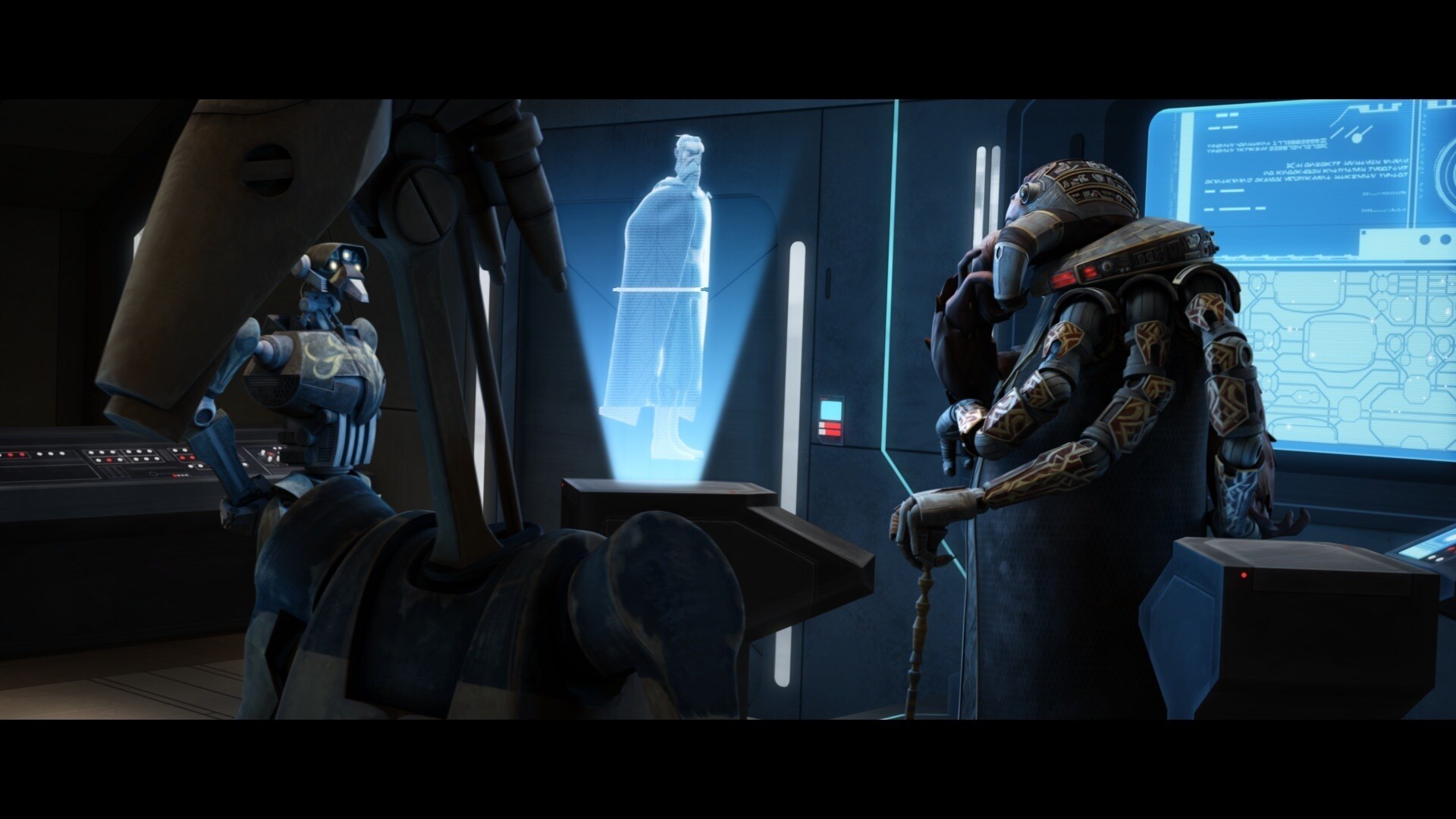 Admiral Trench contacts Count Dooku via hologram, and informs him of the deadly betrayal perpetra...
