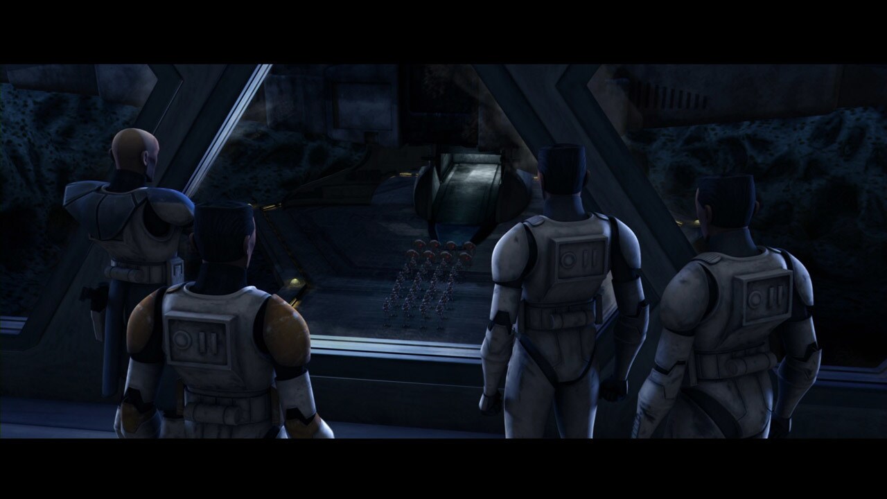 Separatist reinforcements arrive in a landing craft. Rex improvises a new objective: the clones m...