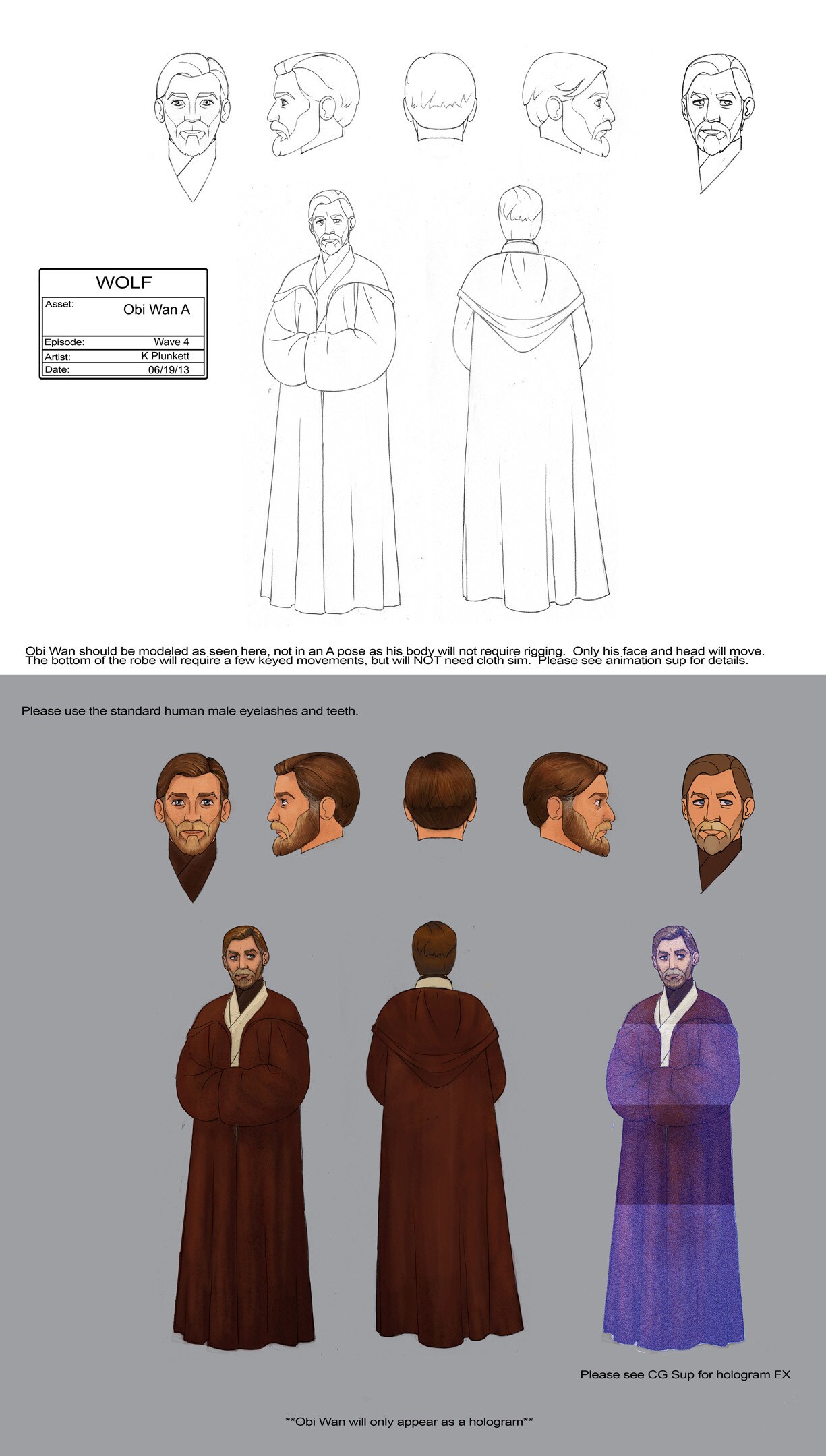 Obi-Wan Kenobi character design illustration, based on the Jedi's look from Star Wars: Episode II...