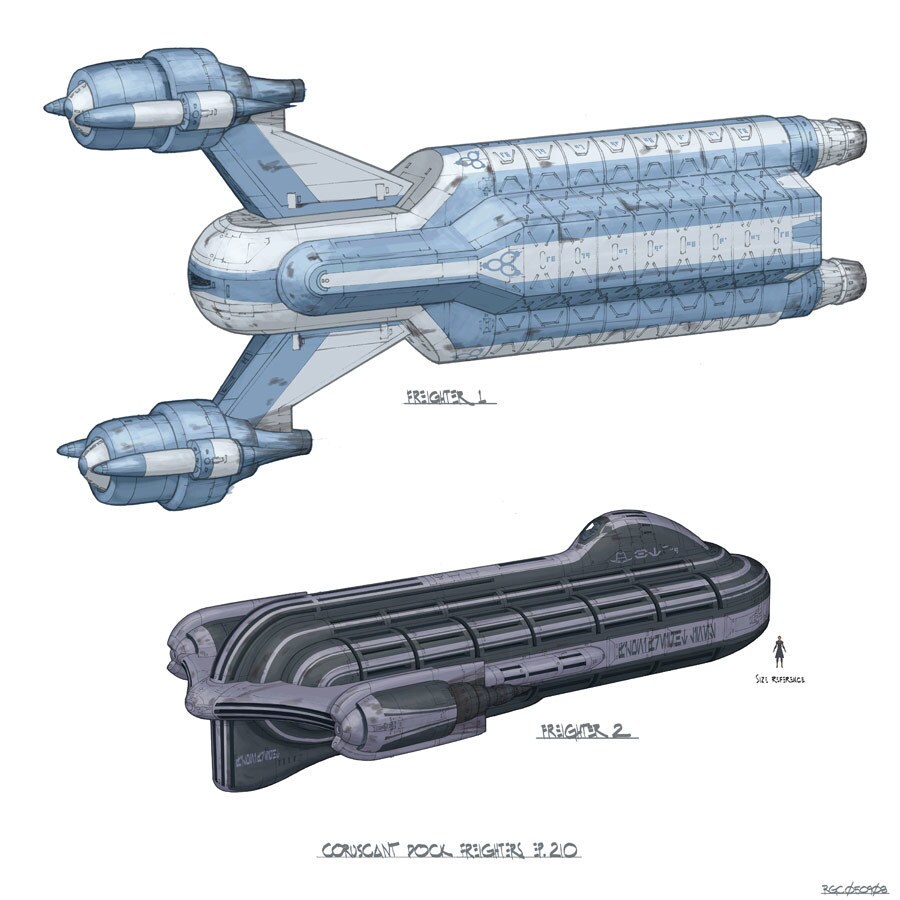 Concept art of Coruscant Dock Freighters