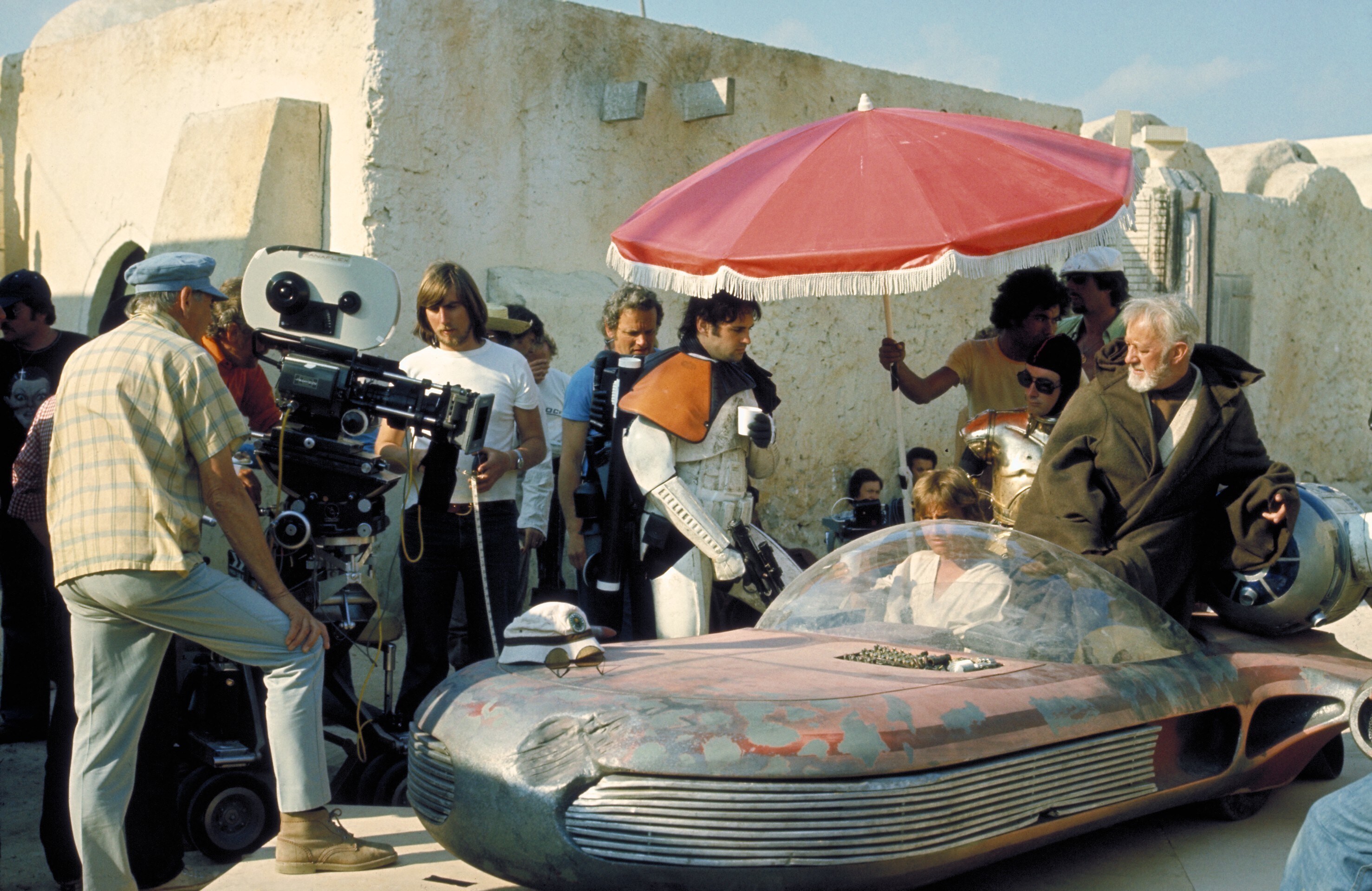 Shooting the Jedi mind trick sequence in Tunisia.