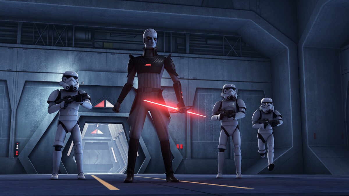 The Inquisitor and an entourage of Stormtroopers