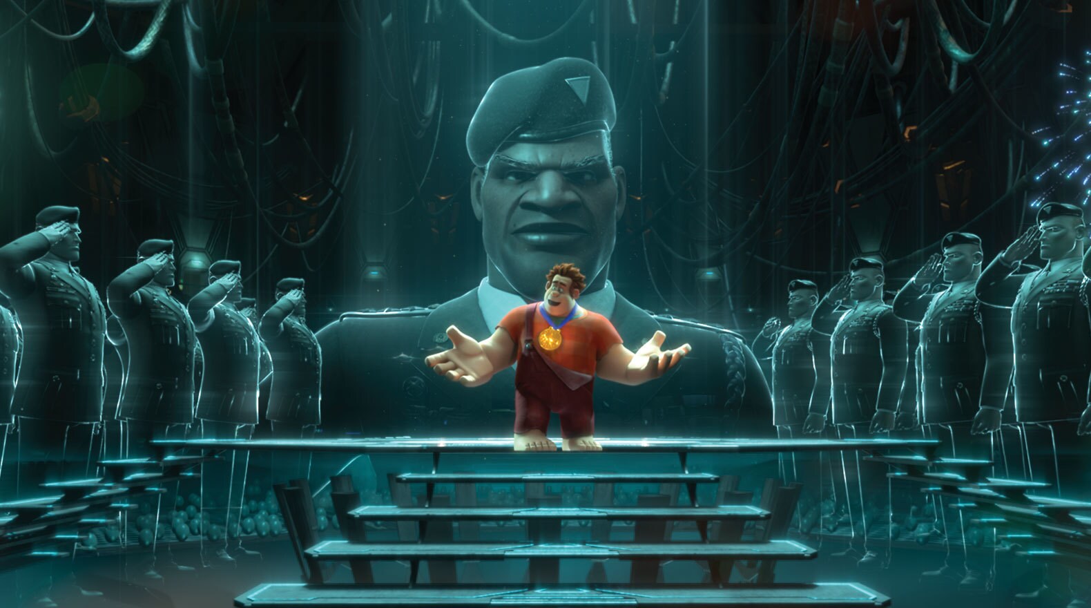 Ralph, played by John C. Riley, getting and accepting a medal in "Wreck-It Ralph" 