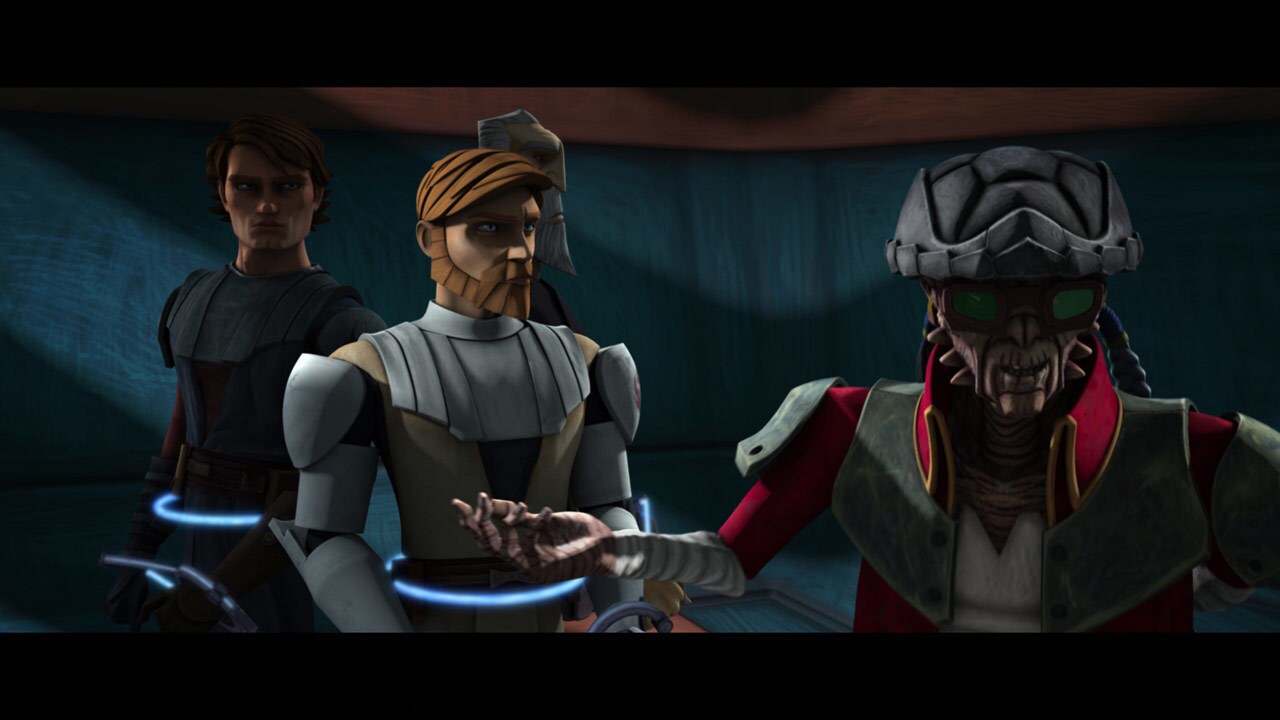 Dooku and the Jedi are once again placed in a cell, as a frustrated Ohnaka tries to figure out wh...